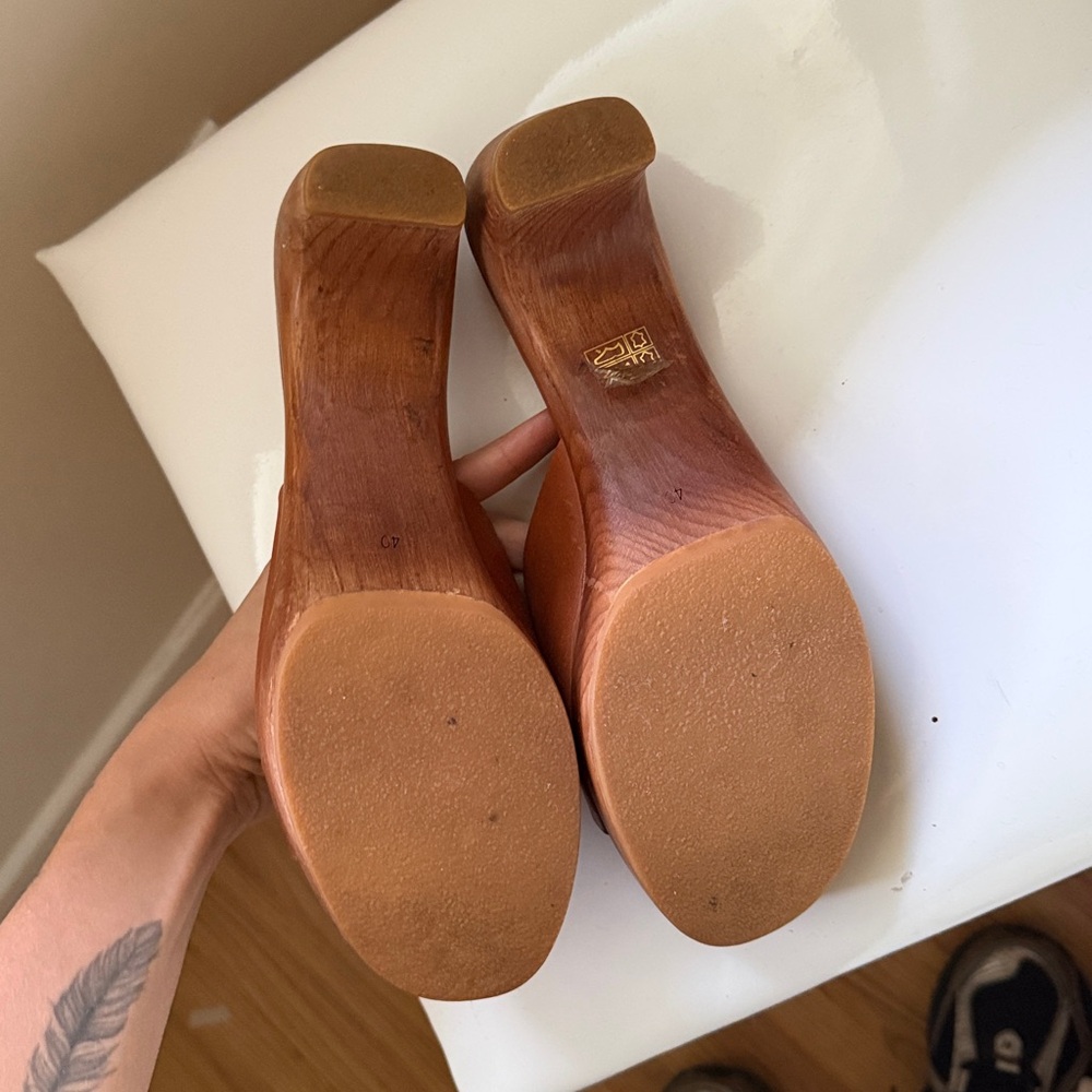 Brown Leather Slide Sandals - Picture 3 of 4
